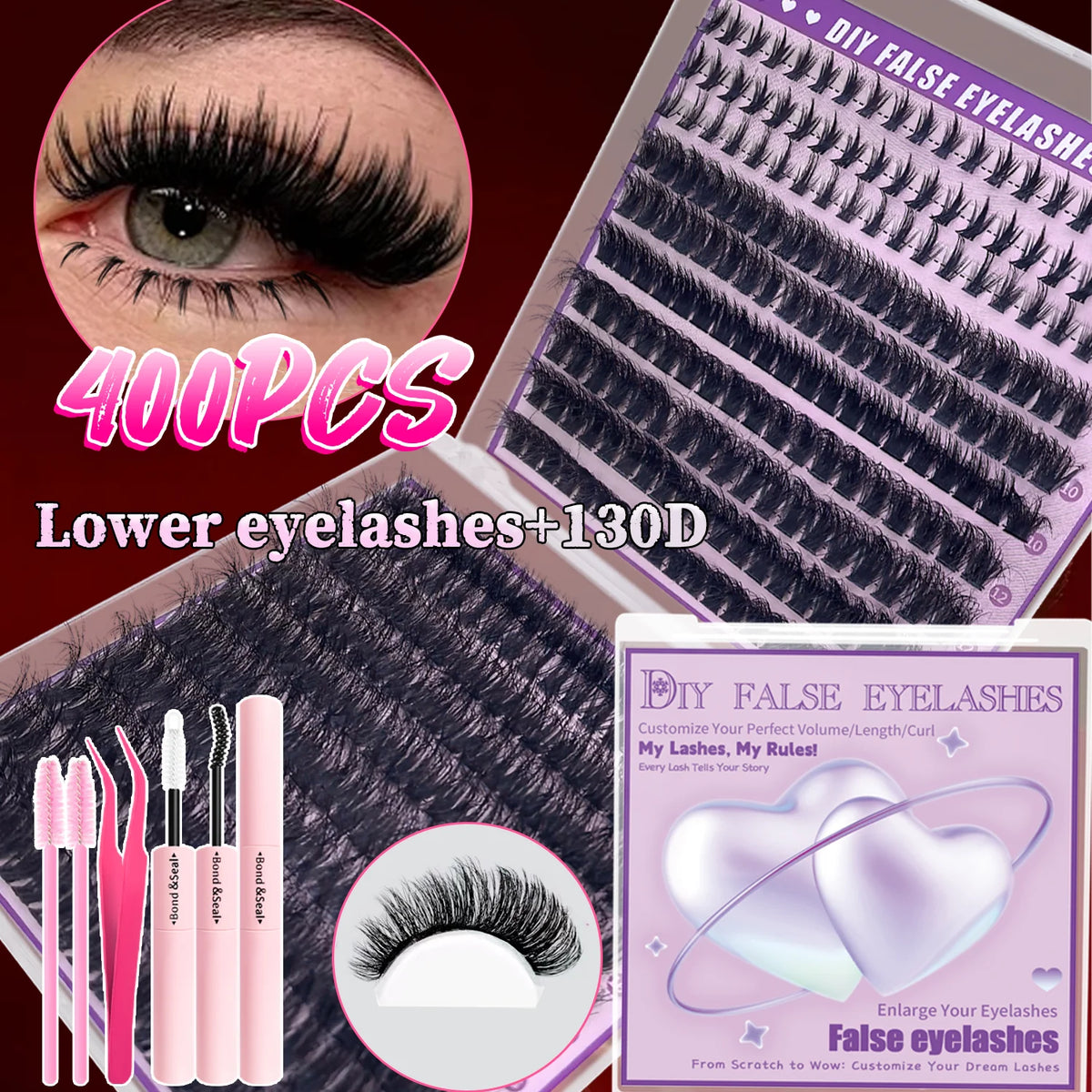 Eyelash Cluster Kit (170–800 pcs) 👁️✨ | DIY Natural to Dense Lash Clusters for Daily & Party Makeup
