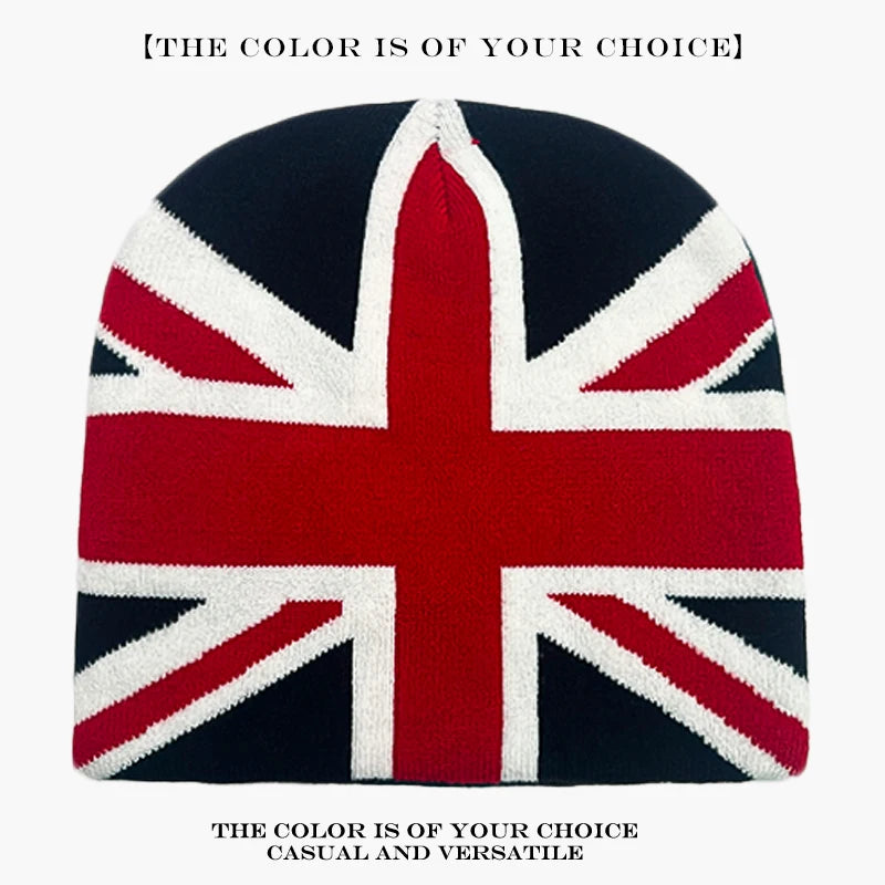 Union Jack Jacquard Knit Beanie 🇬🇧✨ | Warm Versatile Streetwear Hat for Men & Women