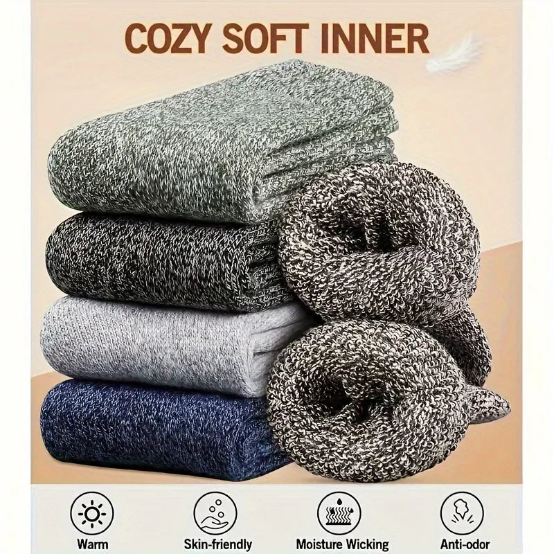 Men's Thick Warm Socks (3/5 Pairs) 🧦❄️ | Anti-Cold Towel Mid-Calf Snow Boot Socks