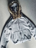 Winter Fashion Streetwear Women's Gothic Punk Faux Fur Hooded Jacket