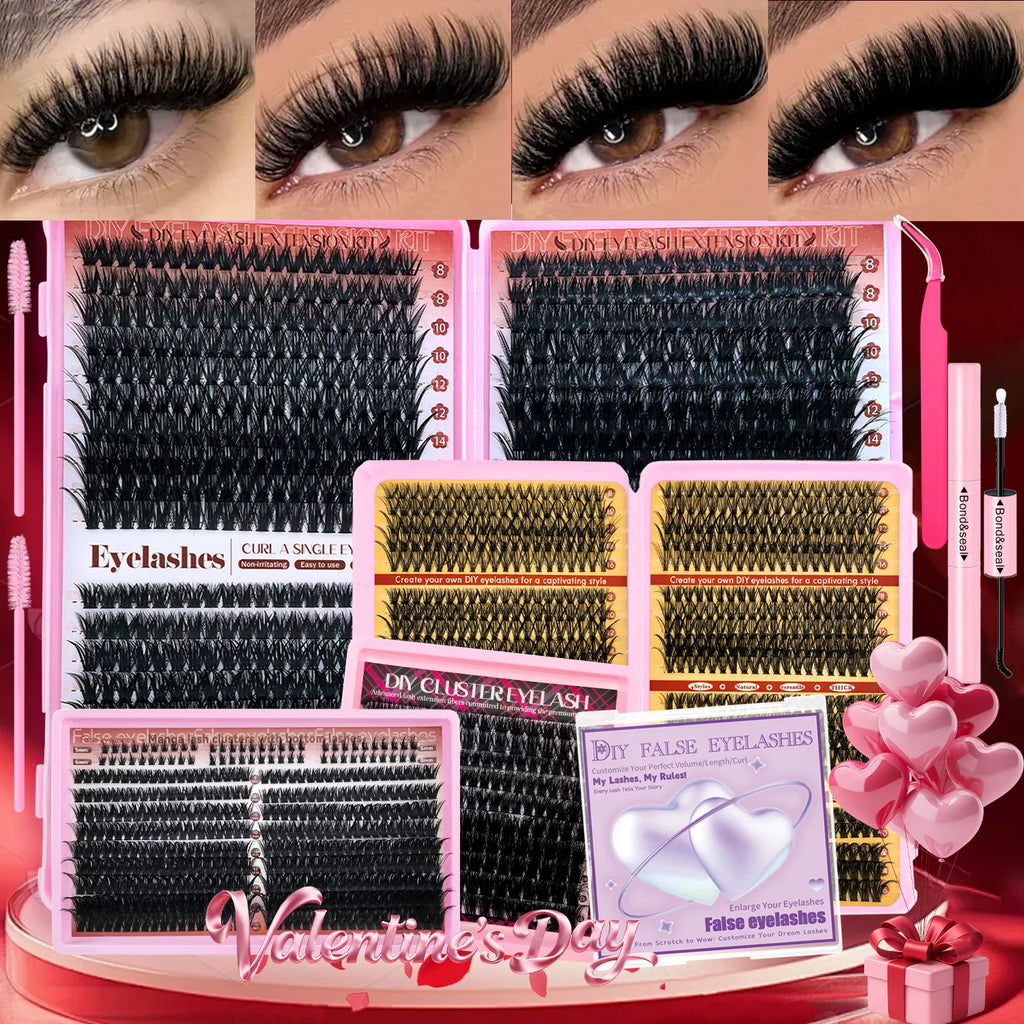 Eyelash Cluster Kit (170–800 pcs) 👁️✨ | DIY Natural to Dense Lash Clusters for Daily & Party Makeup