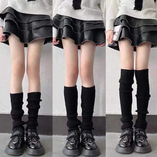 1Pair High-quality Foot Warmers JK Bubble Socks JK Lolita Leg Warmer Y2K Punk Gothic Knitted Foot Cover Crochet Socks Boot Cuffs