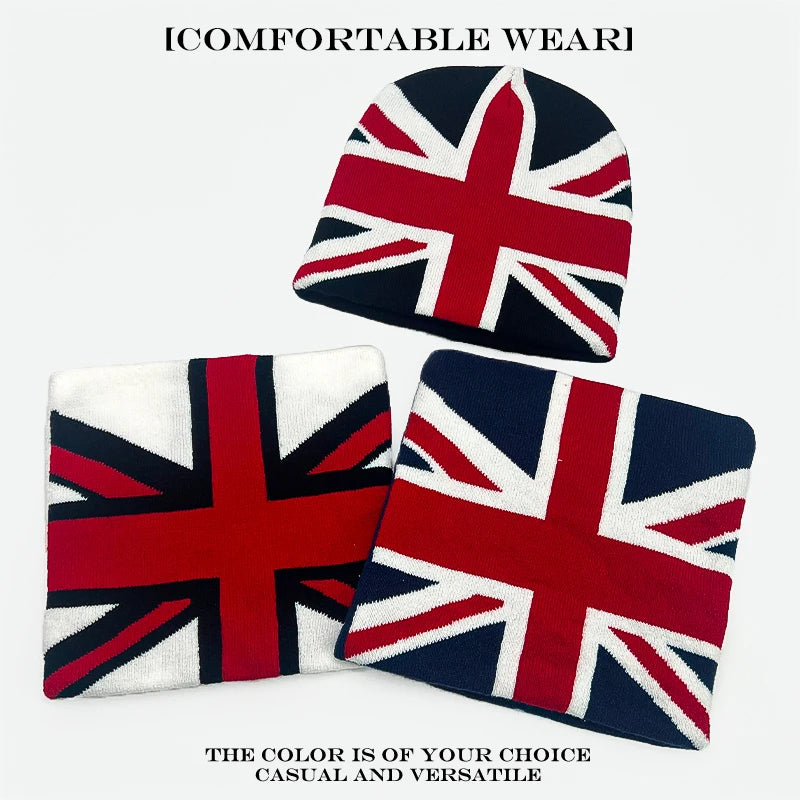 Union Jack Jacquard Knit Beanie 🇬🇧✨ | Warm Versatile Streetwear Hat for Men & Women