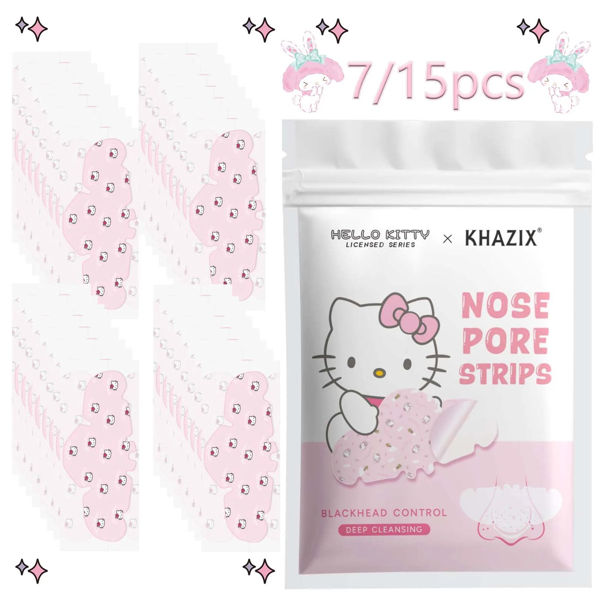 Hello Kitty Nose Pore Strips 🐱🌸 | Cute Deep Cleansing Blackhead Removal Nose Patches