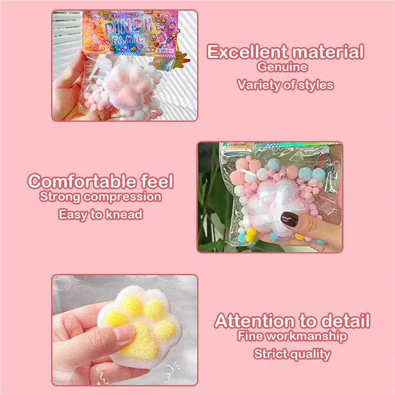 Kawaii Cat Paw Stress Cube 🐾✨ | Mini Squishy Silicone Fidget Toy for Sensory Anxiety Relief