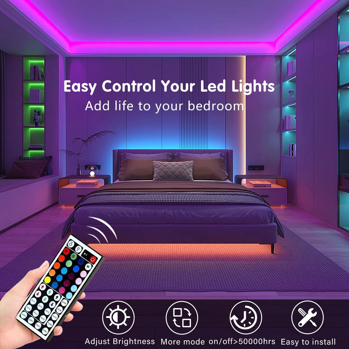 RGB LED Strip Lights with Remote 🎨💡 | 1m–20m Color-Changing Tape Light for Bedroom, TV & Room Decor