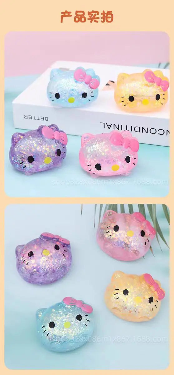 Hello Kitty Glitter Stress Ball 🐱✨ | Slow Rising Squishy Fidget Toy for Anxiety Relief