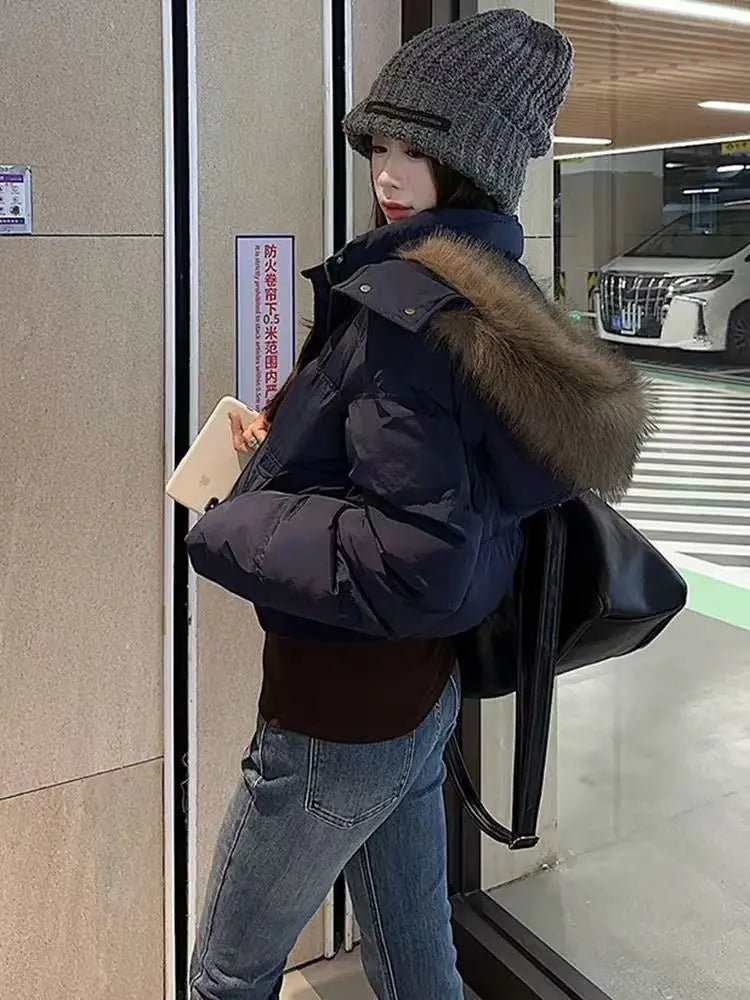 Fur Collar Hooded Women's Winter Coat 🧥❄️ | Loose Casual Warm Cotton Jacket