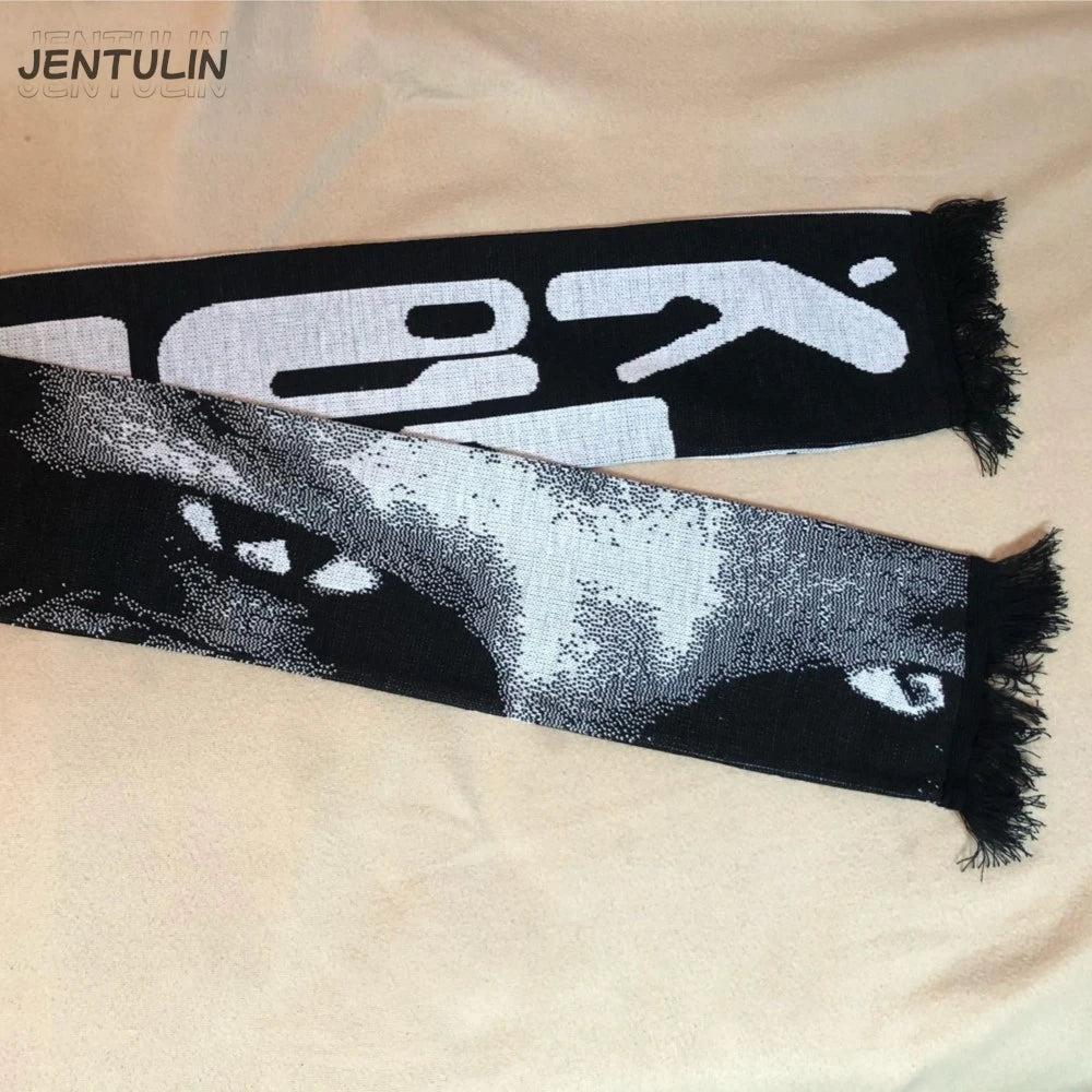 Y2K Knit Goth Scarf 🖤 | Unisex Aphex Twin Punk Streetwear Shawl