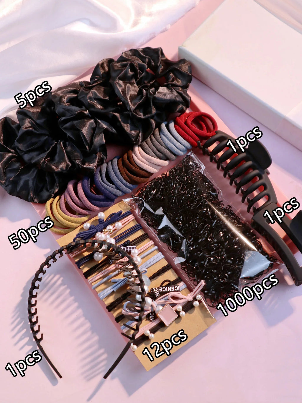 Women's Hair Accessories Set 🌸✨ | Scrunchies, Hair Ties, Bands & Hoop Hairstyling Kit