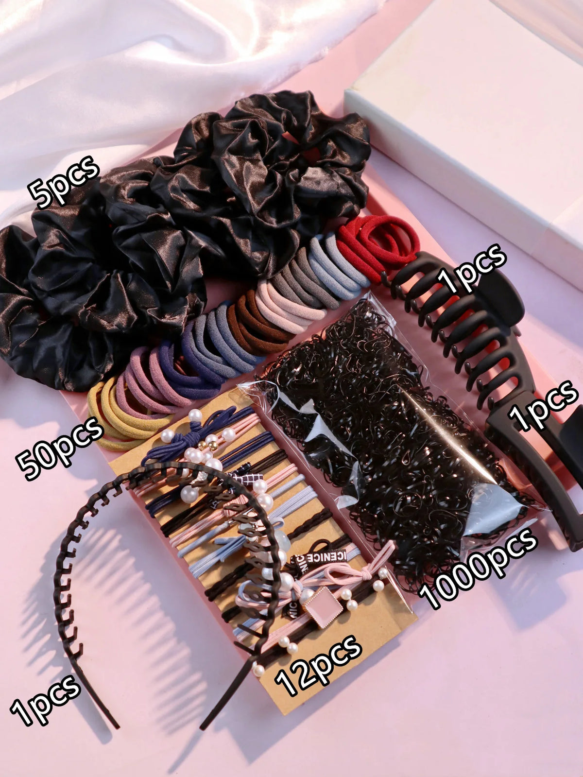 Women's Hair Accessories Set 🌸✨ | Scrunchies, Hair Ties, Bands & Hoop Hairstyling Kit