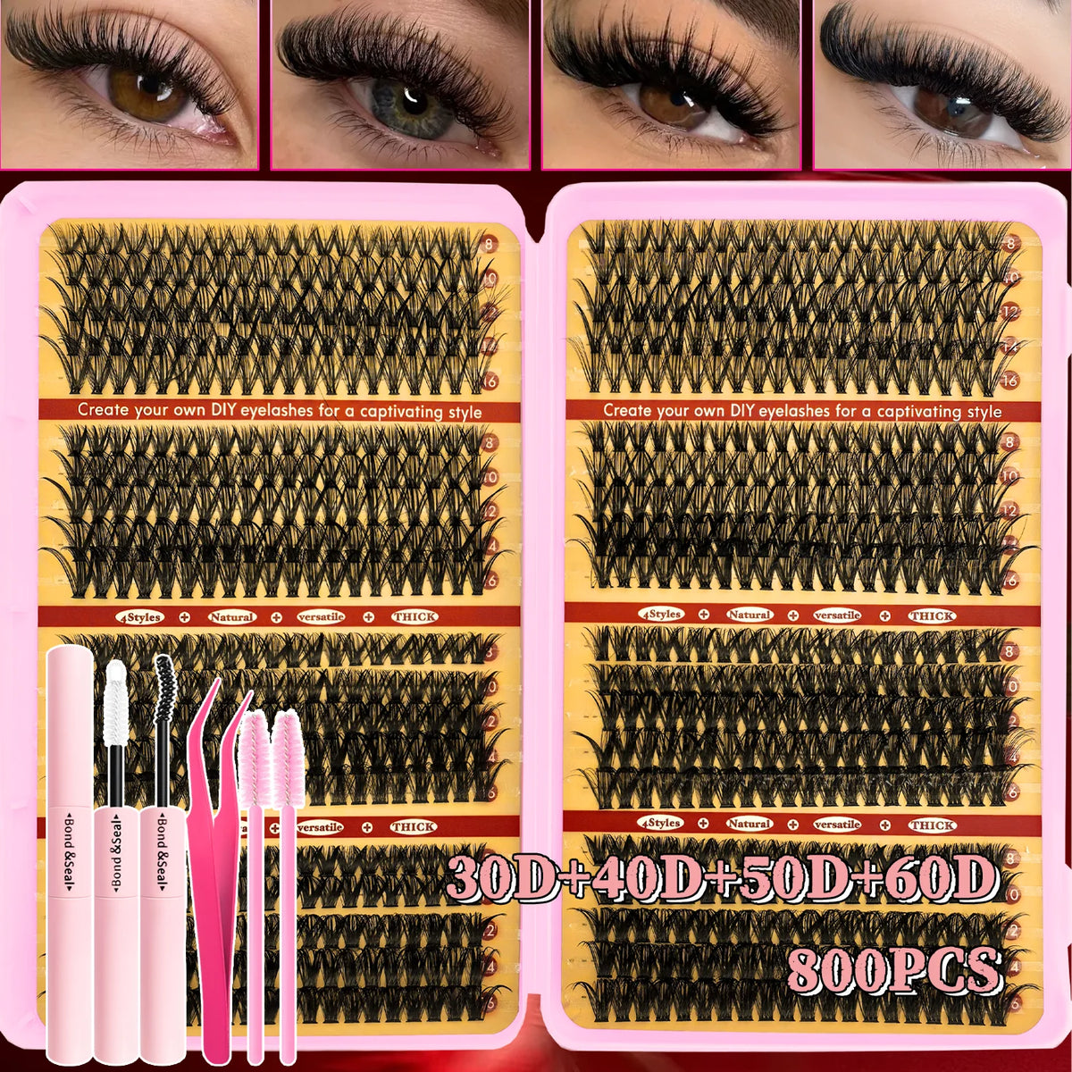 Eyelash Cluster Kit (170–800 pcs) 👁️✨ | DIY Natural to Dense Lash Clusters for Daily & Party Makeup