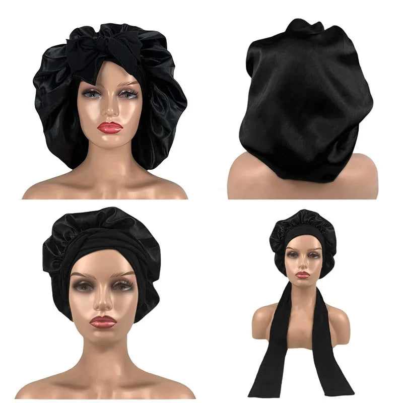 Satin Sleep Bonnet 🌙✨ | Unisex Silk Hair Care Nightcap for Women & Men