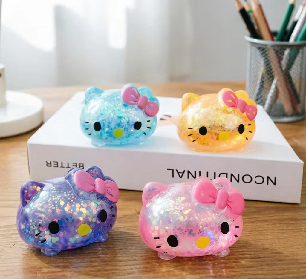 Hello Kitty Glitter Stress Ball 🐱✨ | Slow Rising Squishy Fidget Toy for Anxiety Relief