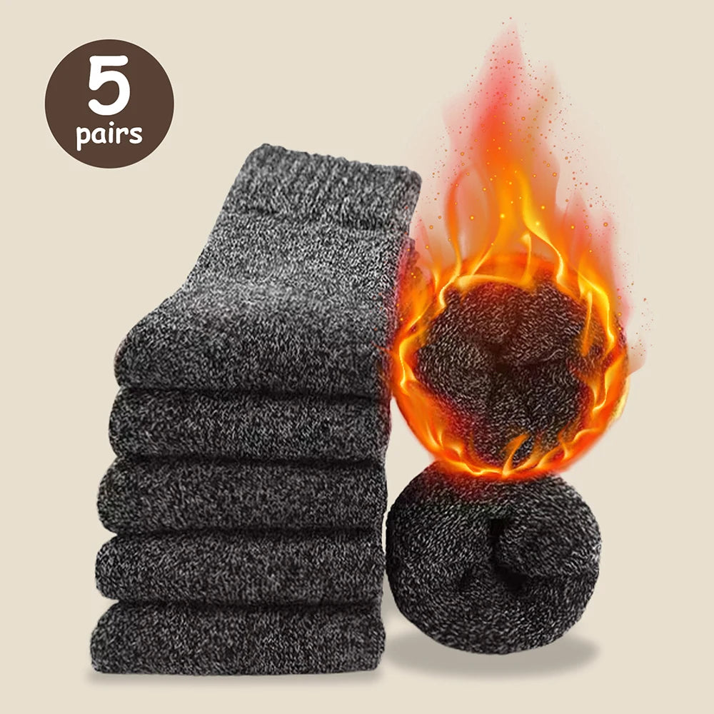 Men's Thick Warm Socks (3/5 Pairs) 🧦❄️ | Anti-Cold Towel Mid-Calf Snow Boot Socks