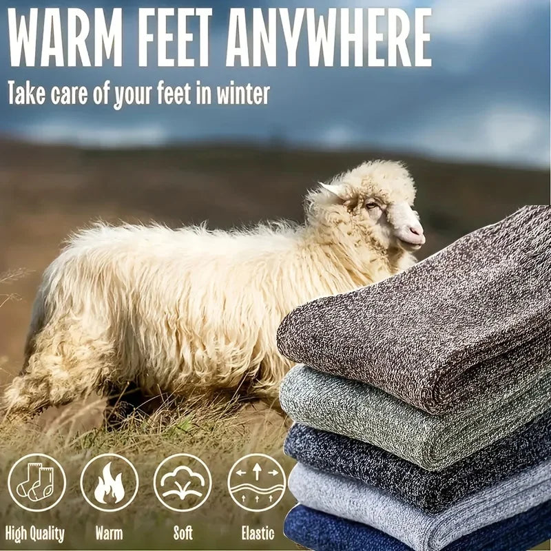 Men's Thick Warm Socks (3/5 Pairs) 🧦❄️ | Anti-Cold Towel Mid-Calf Snow Boot Socks