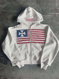 Flag Harajuku Zip-Up Hoodie 🏁✨ | Y2K Loose Color Block Men's Sweatshirt