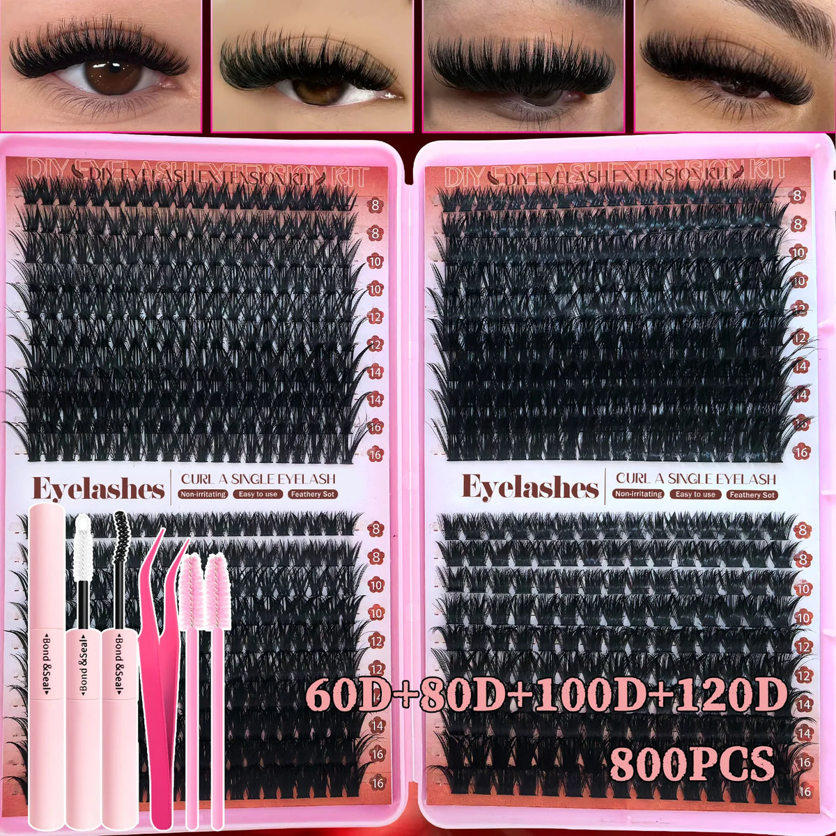 Eyelash Cluster Kit (170–800 pcs) 👁️✨ | DIY Natural to Dense Lash Clusters for Daily & Party Makeup