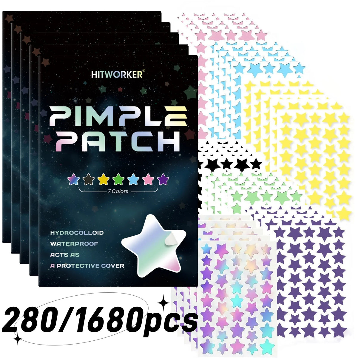 Starry Pimple Patches (280 ct) ⭐🌸 | Hydrocolloid Acne Patches for Overnight Blemish Care