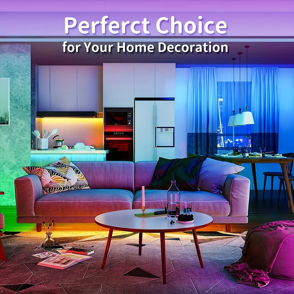 RGB LED Strip Lights with Remote 🎨💡 | 1m–20m Color-Changing Tape Light for Bedroom, TV & Room Decor