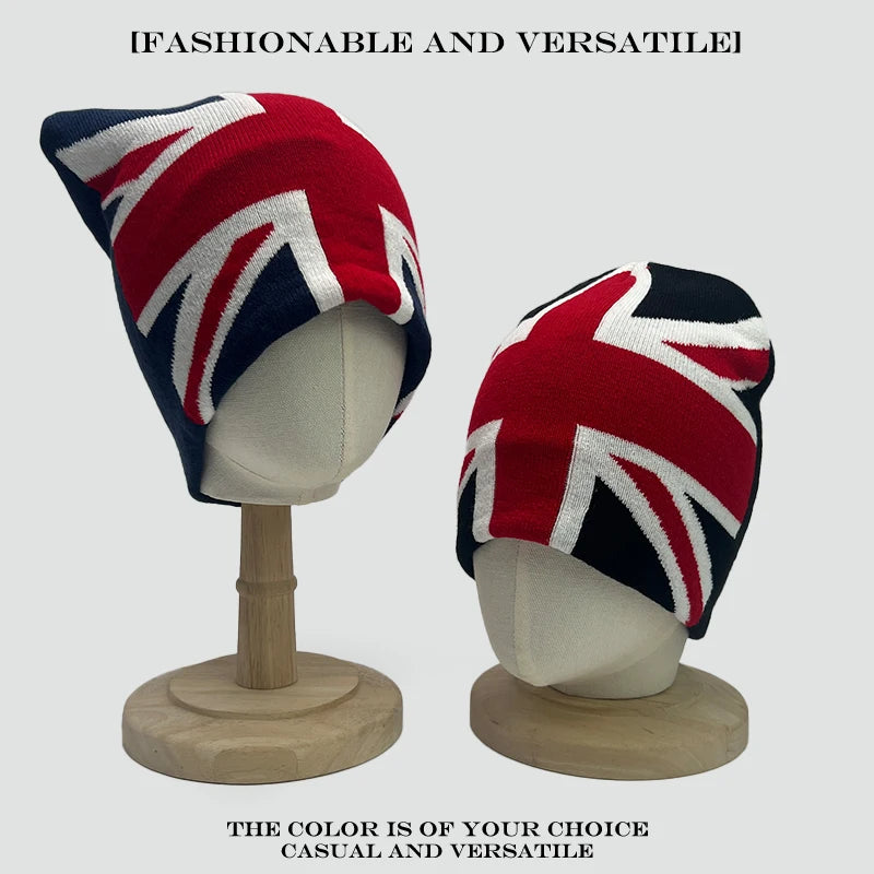 Union Jack Jacquard Knit Beanie 🇬🇧✨ | Warm Versatile Streetwear Hat for Men & Women