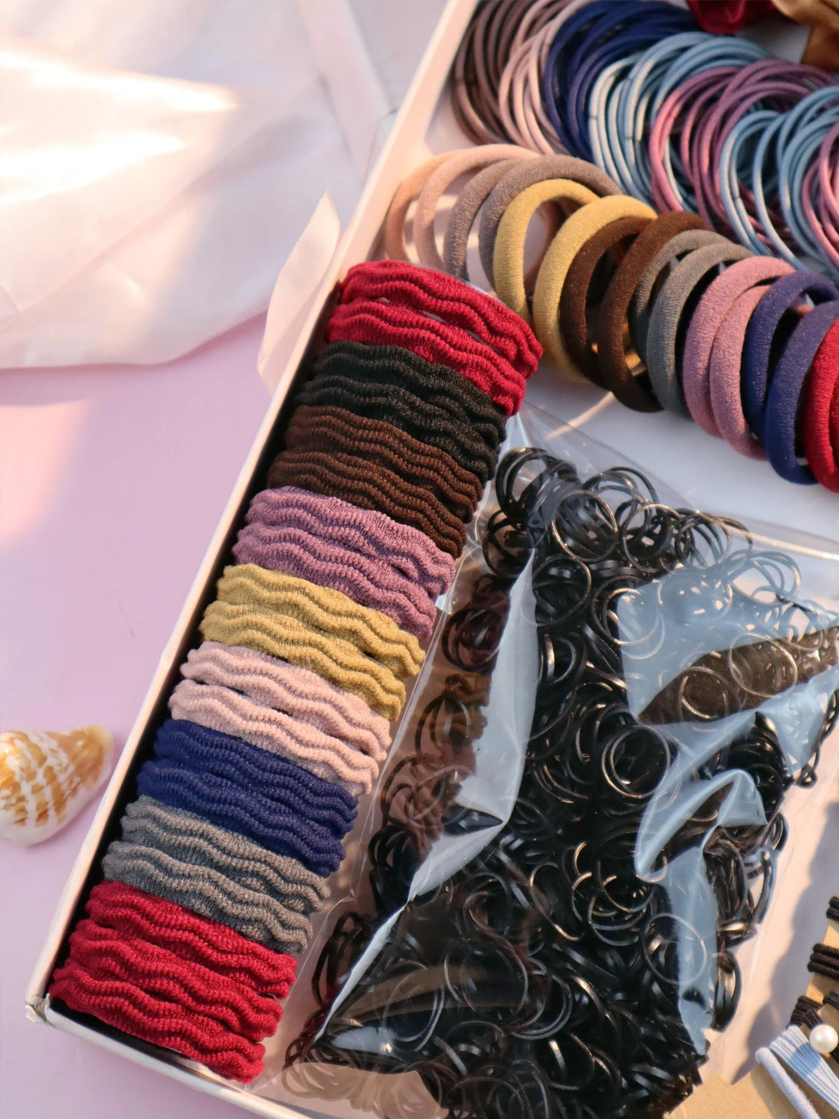 Dark Hair Accessories Ultimate Set 🖤 | 1085+ Scrunchies, Hair Ties & Bands