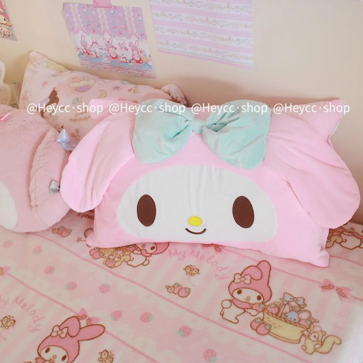 My Melody 3D Ears Pillowcase 🌸🐰 | Kawaii Sanrio Super Soft Anime Cartoon Pillow Cover