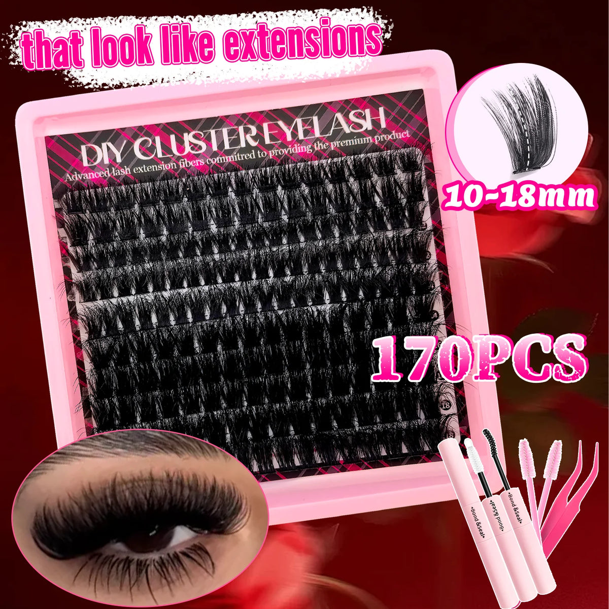 Eyelash Cluster Kit (170–800 pcs) 👁️✨ | DIY Natural to Dense Lash Clusters for Daily & Party Makeup