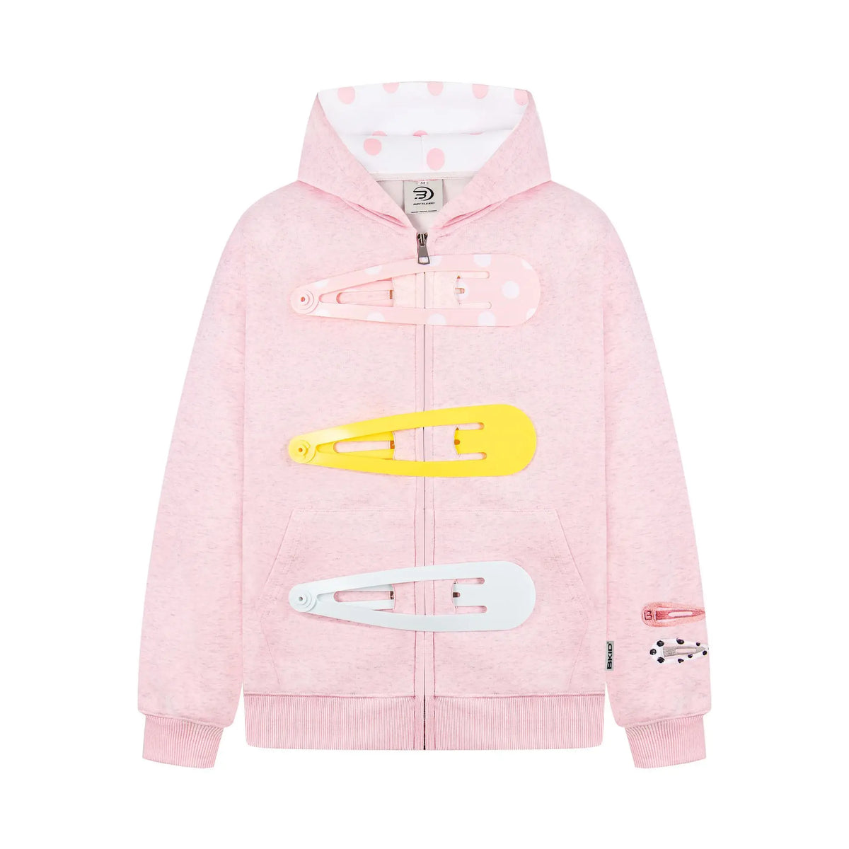 American Fun Detachable Hairpin Sweatshirt Sweet Retro Zipper Jacket Polka Dot Splicing Hooded Sweatshirt Punk Sweatshirt Jacket