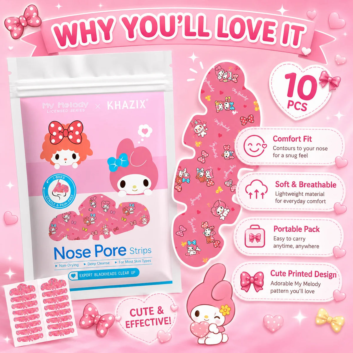 Blackhead Nose Cleansing Strips 🌸✨ | Soft Peel-Off Facial Pore Strips for Smooth Skin