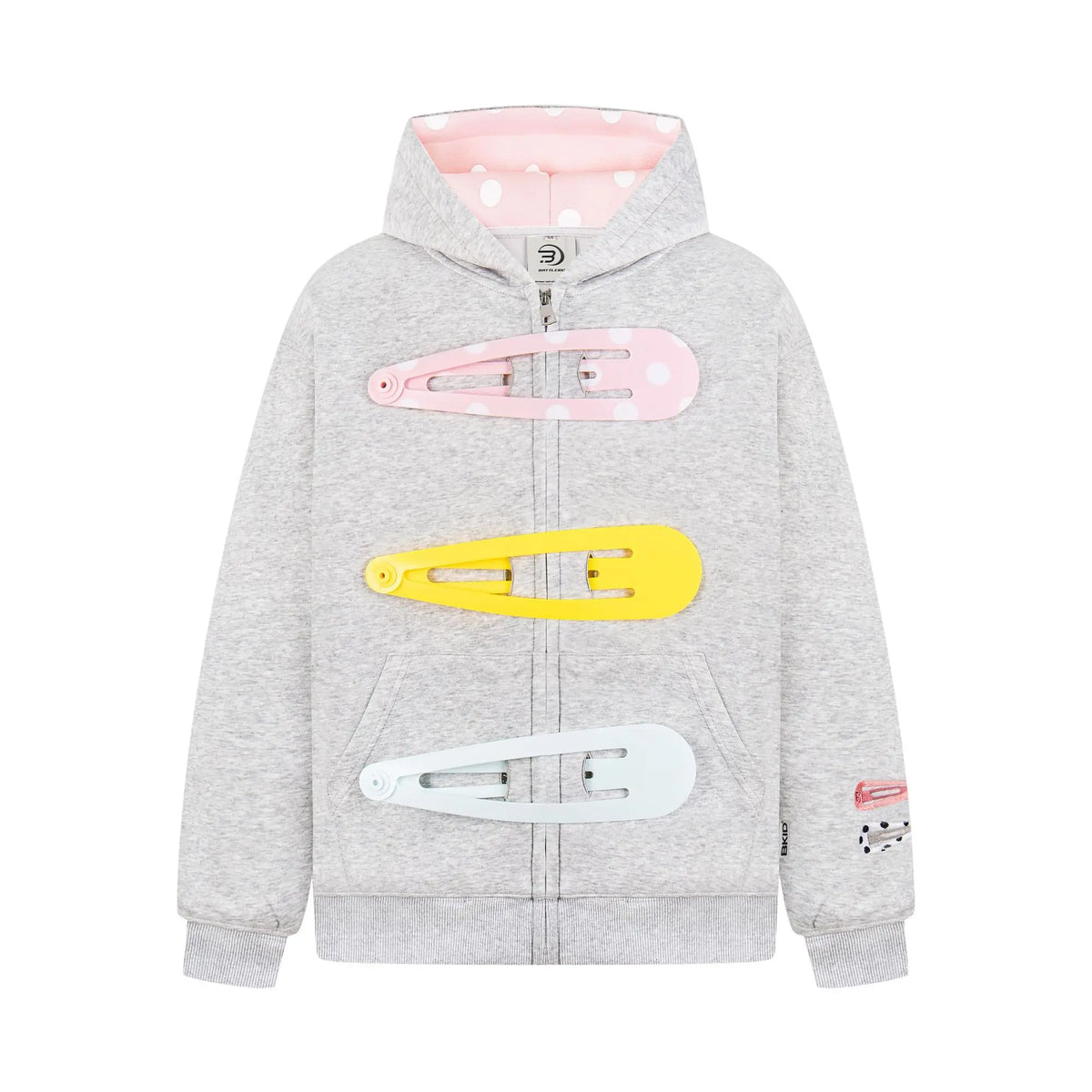 American Fun Detachable Hairpin Sweatshirt Sweet Retro Zipper Jacket Polka Dot Splicing Hooded Sweatshirt Punk Sweatshirt Jacket