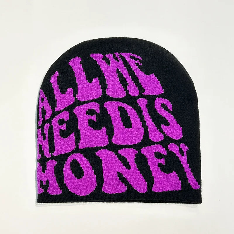 Y2K Graphic Knit Beanie 🎟️ | Unisex Warm Slouchy Streetwear Hat