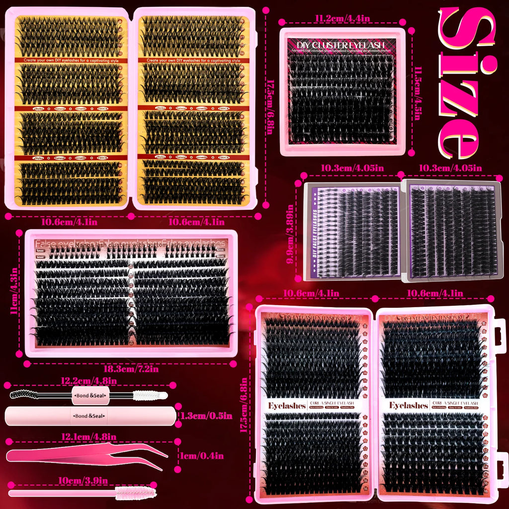 Eyelash Cluster Kit (170–800 pcs) 👁️✨ | DIY Natural to Dense Lash Clusters for Daily & Party Makeup
