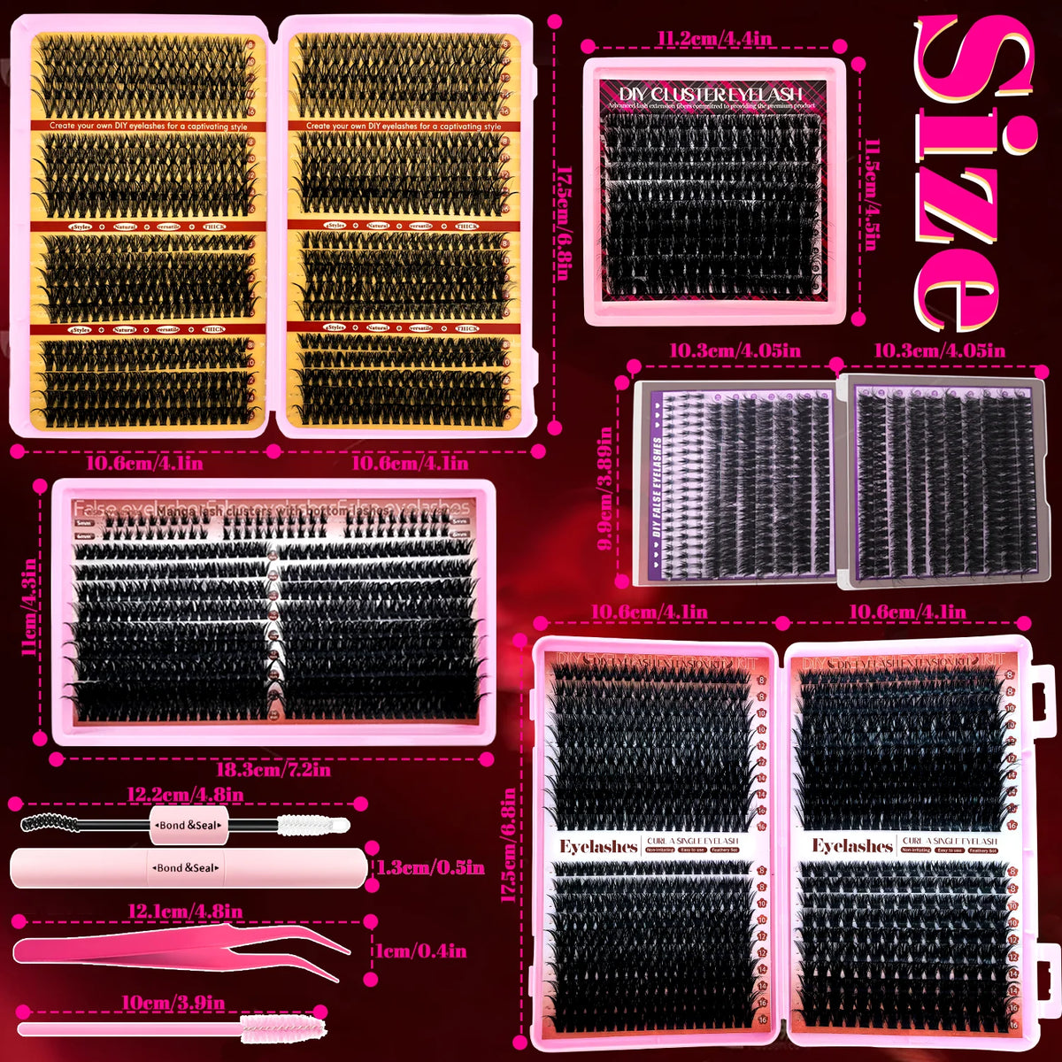 Eyelash Cluster Kit (170–800 pcs) 👁️✨ | DIY Natural to Dense Lash Clusters for Daily & Party Makeup