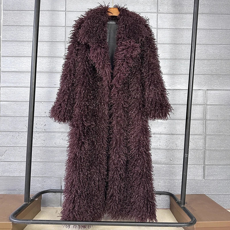 Faux Fur Long Overcoat 🤍 | Women's Luxe Suit Collar Winter Coat