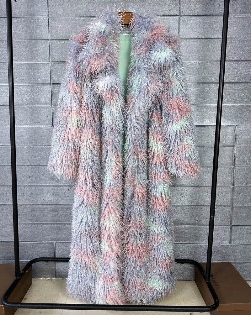 Faux Fur Long Overcoat 🤍 | Women's Luxe Suit Collar Winter Coat