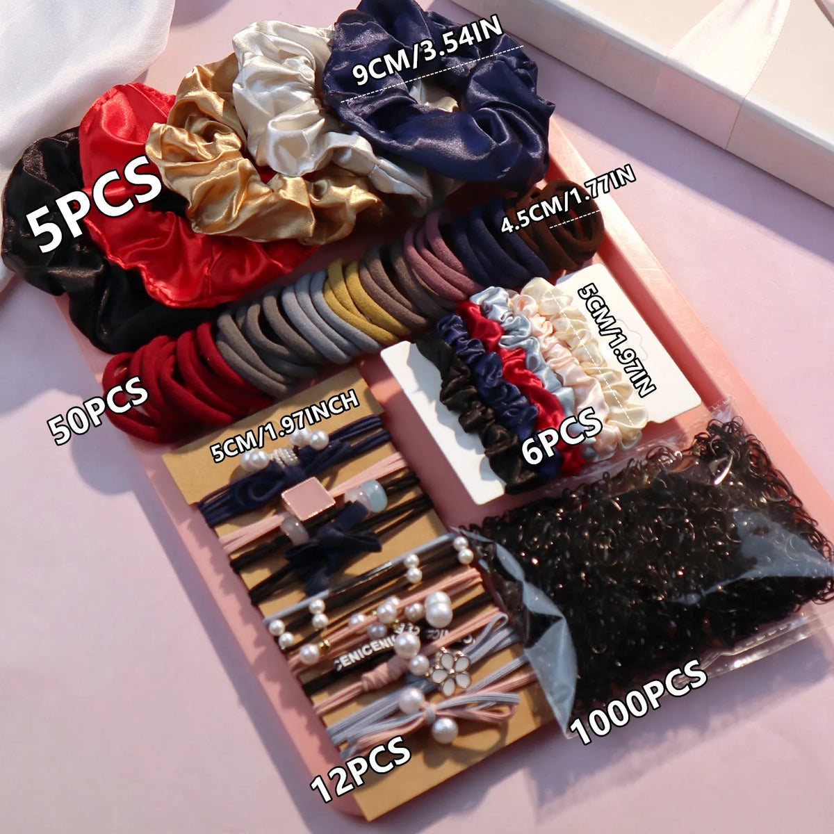 Dark Hair Accessories Ultimate Set 🖤 | 1085+ Scrunchies, Hair Ties & Bands