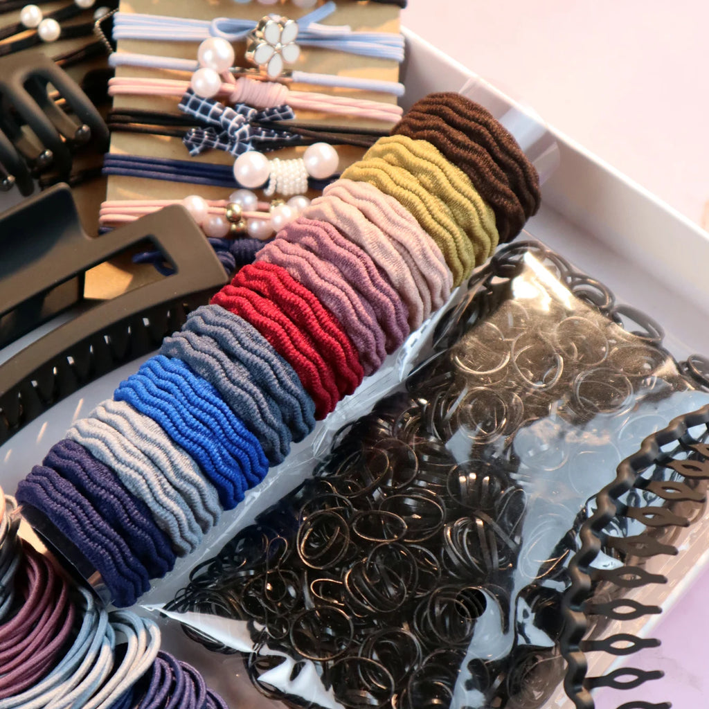 Women's Hair Accessories Set 🌸✨ | Scrunchies, Hair Ties, Bands & Hoop Hairstyling Kit