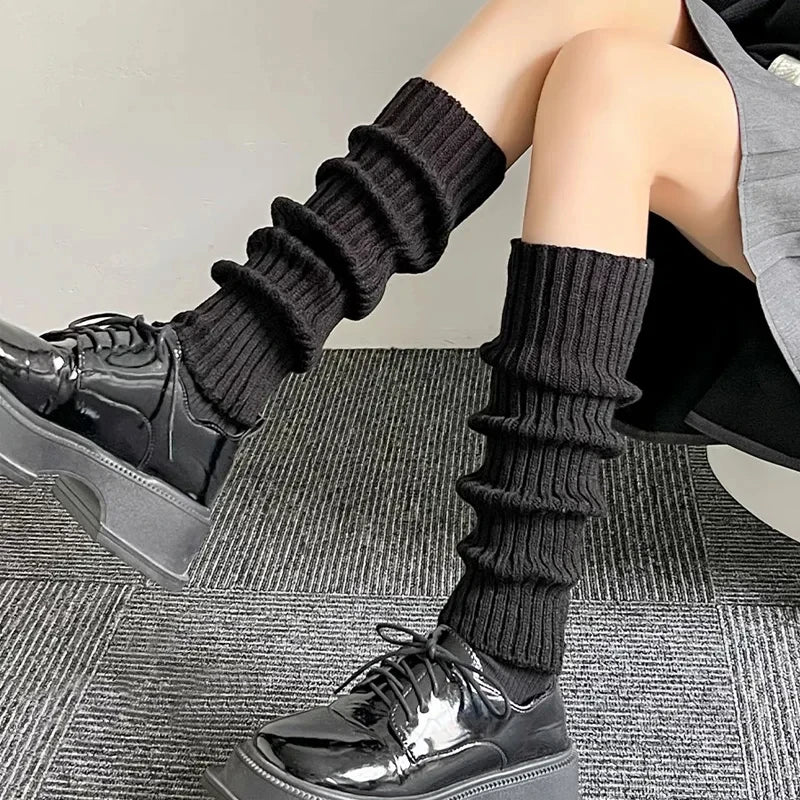 1Pair High-quality Foot Warmers JK Bubble Socks JK Lolita Leg Warmer Y2K Punk Gothic Knitted Foot Cover Crochet Socks Boot Cuffs