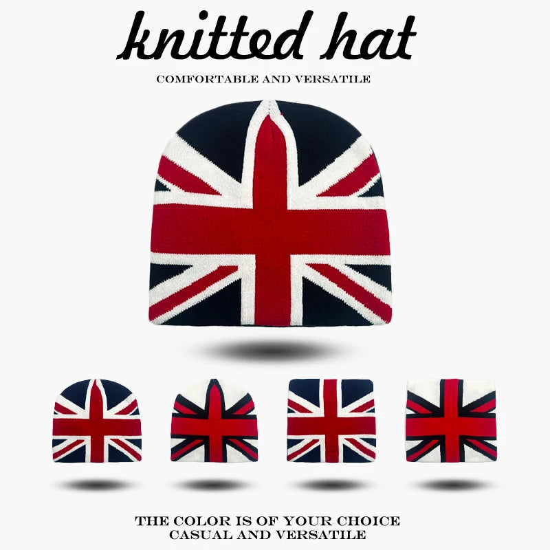Union Jack Jacquard Knit Beanie 🇬🇧✨ | Warm Versatile Streetwear Hat for Men & Women
