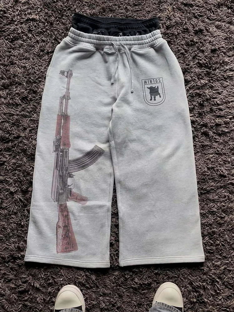 Embroidered Double-Waist Couple Pants 💕✨ | Personalized Printed Pattern Streetwear Trousers
