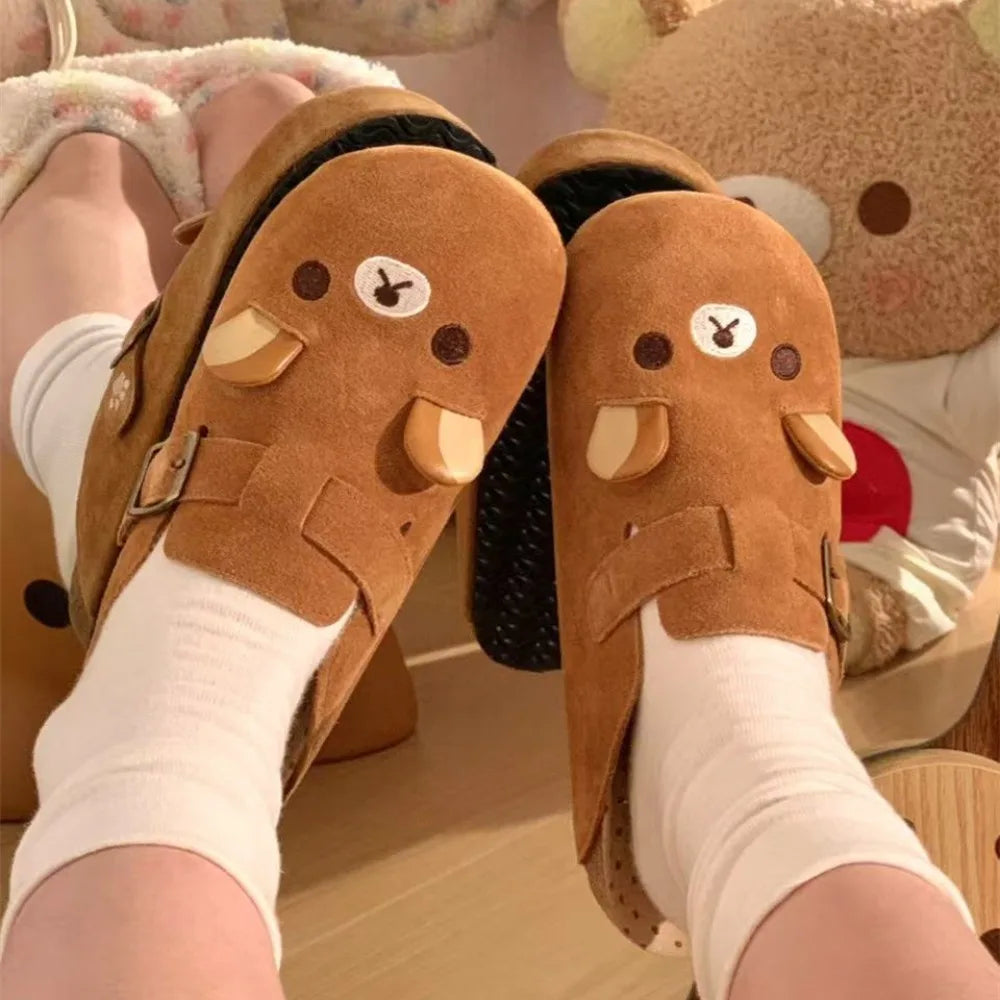 Rilakkuma Platform Slippers 🐻✨ | Thick-Sole Cartoon Anime Height-Increasing Women's Shoes