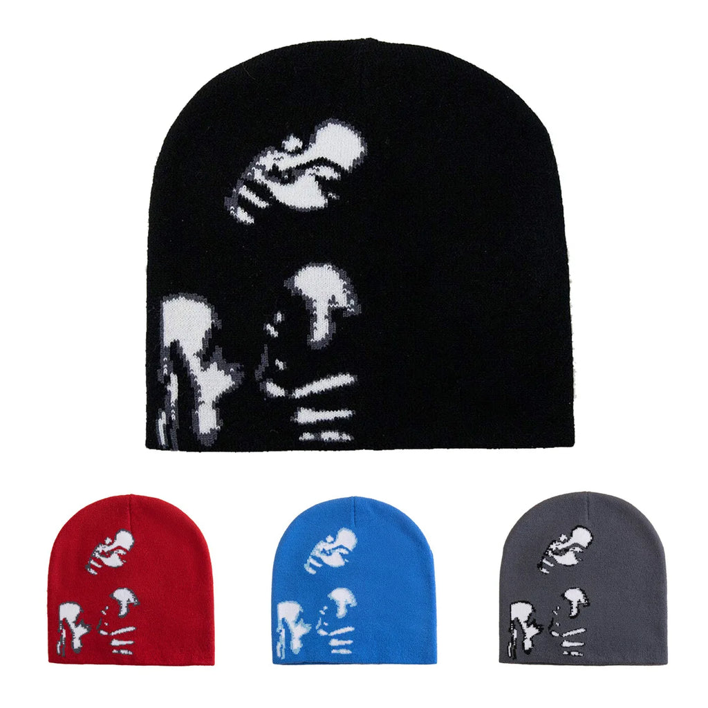 Y2K Graphic Knit Beanie 🎟️ | Unisex Warm Slouchy Streetwear Hat