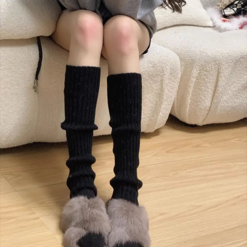 1Pair High-quality Foot Warmers JK Bubble Socks JK Lolita Leg Warmer Y2K Punk Gothic Knitted Foot Cover Crochet Socks Boot Cuffs