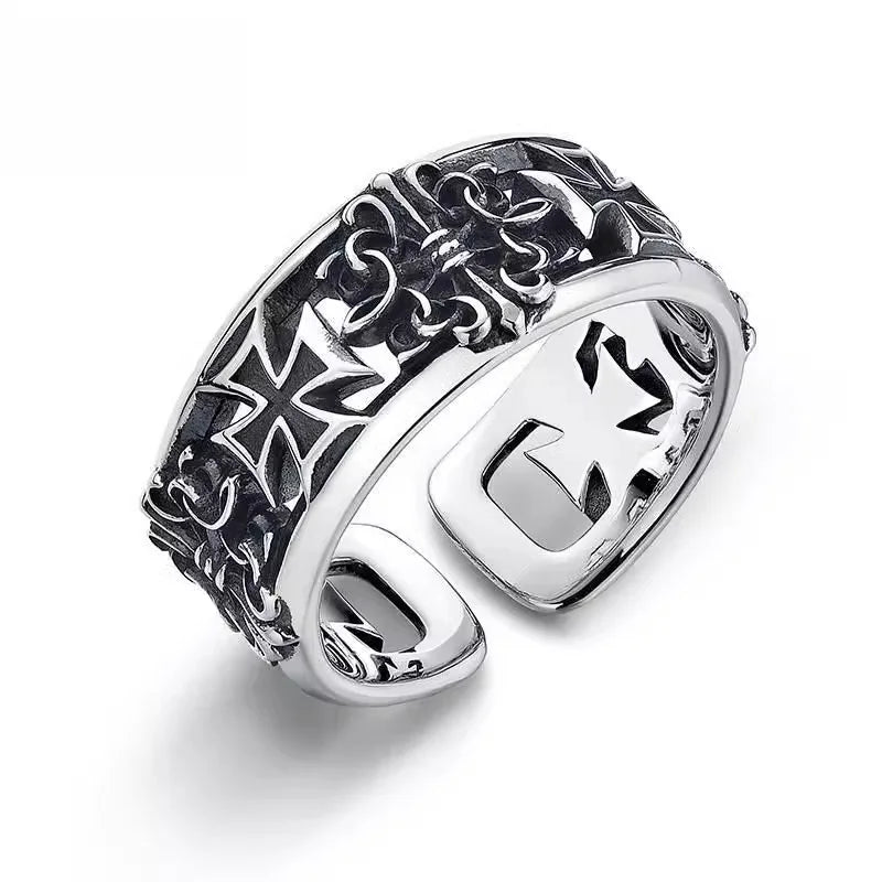 1Pcs Bague Homme Rings Cross Figure Para Hombres Jewelry Vintage Y2k Anel Punk Gothic Couple Ring Adjustable Nuevo En Anill