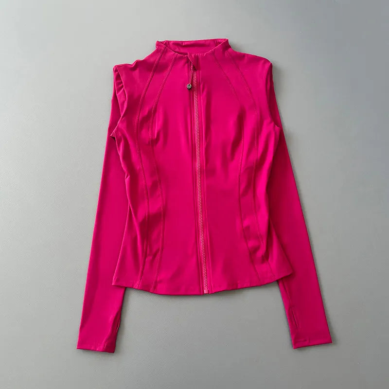Women Full Zip Long Sleeve Athletic Jacket Thumb Holes Slim Fit Quick Dry Running Gym Yoga Fitness Sports jacket