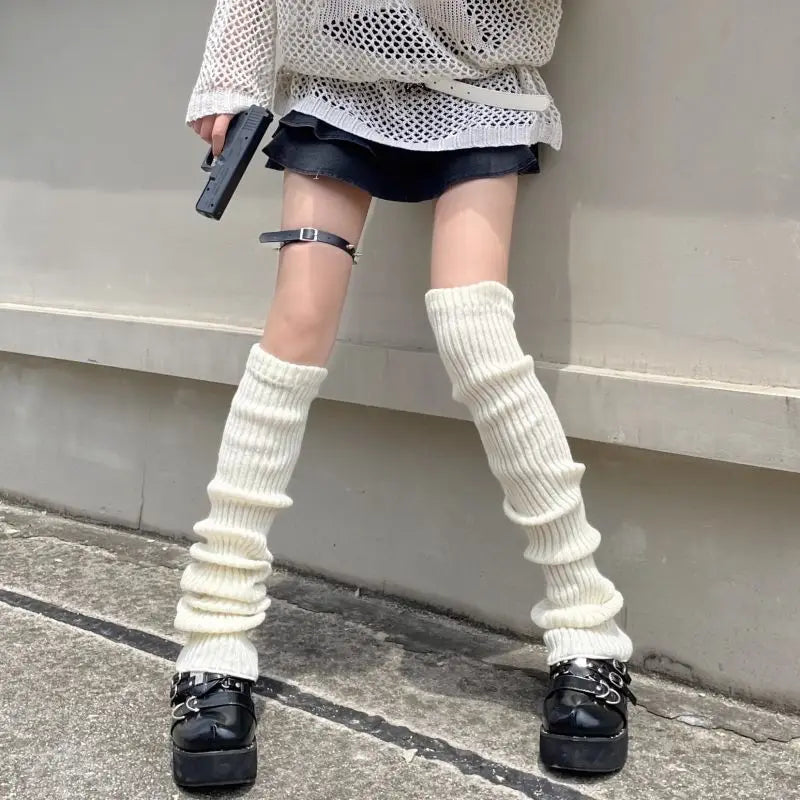 1Pair High-quality Foot Warmers JK Bubble Socks JK Lolita Leg Warmer Y2K Punk Gothic Knitted Foot Cover Crochet Socks Boot Cuffs