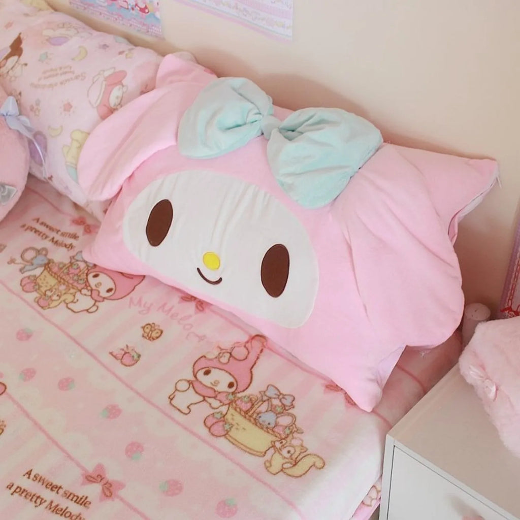 My Melody 3D Ears Pillowcase 🌸🐰 | Kawaii Sanrio Super Soft Anime Cartoon Pillow Cover