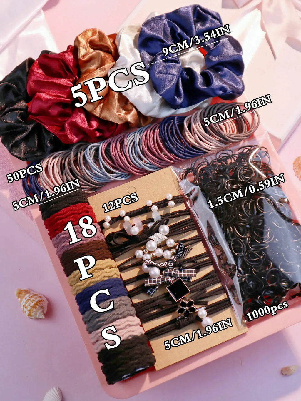Dark Hair Accessories Ultimate Set 🖤 | 1085+ Scrunchies, Hair Ties & Bands