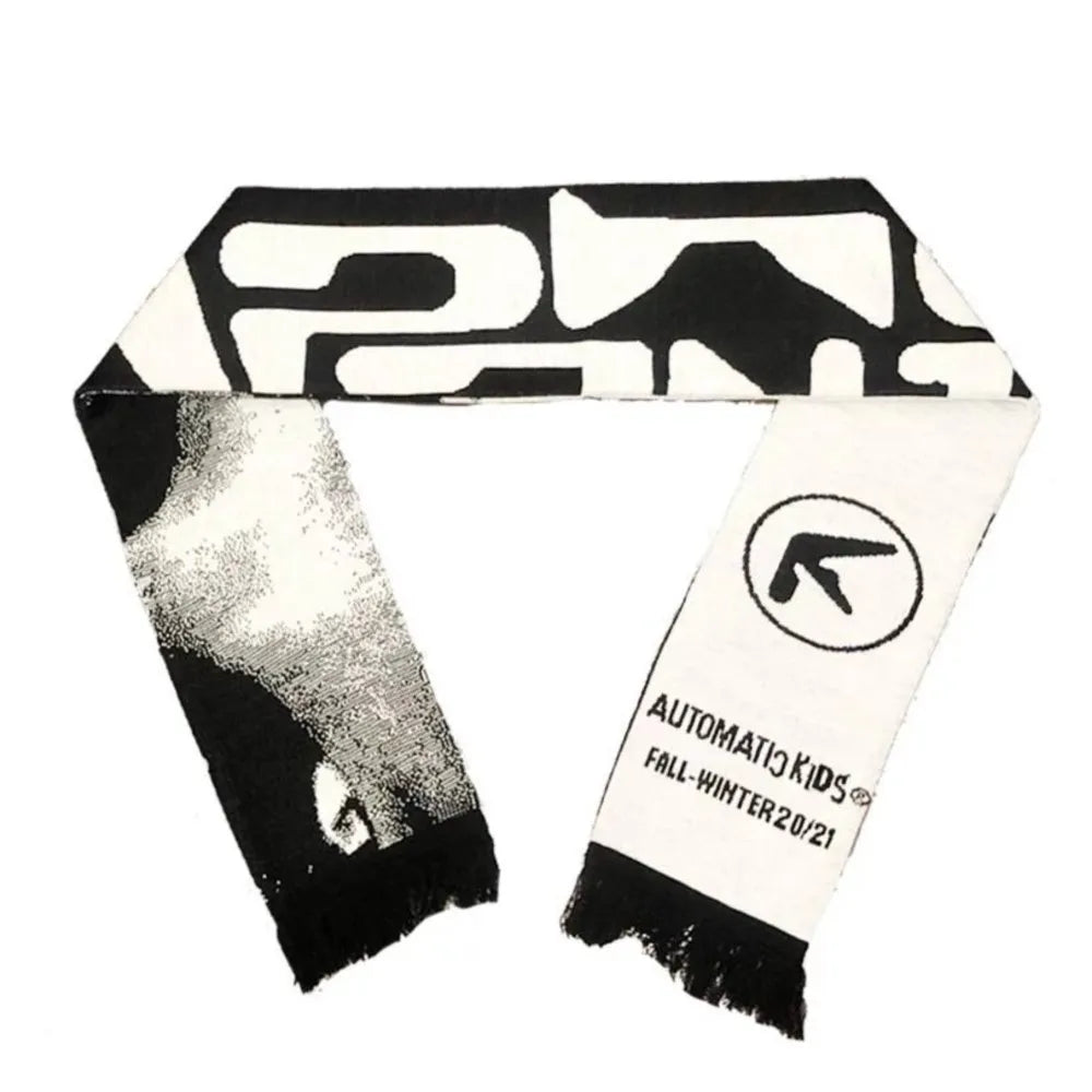 Y2K Knit Goth Scarf 🖤 | Unisex Aphex Twin Punk Streetwear Shawl